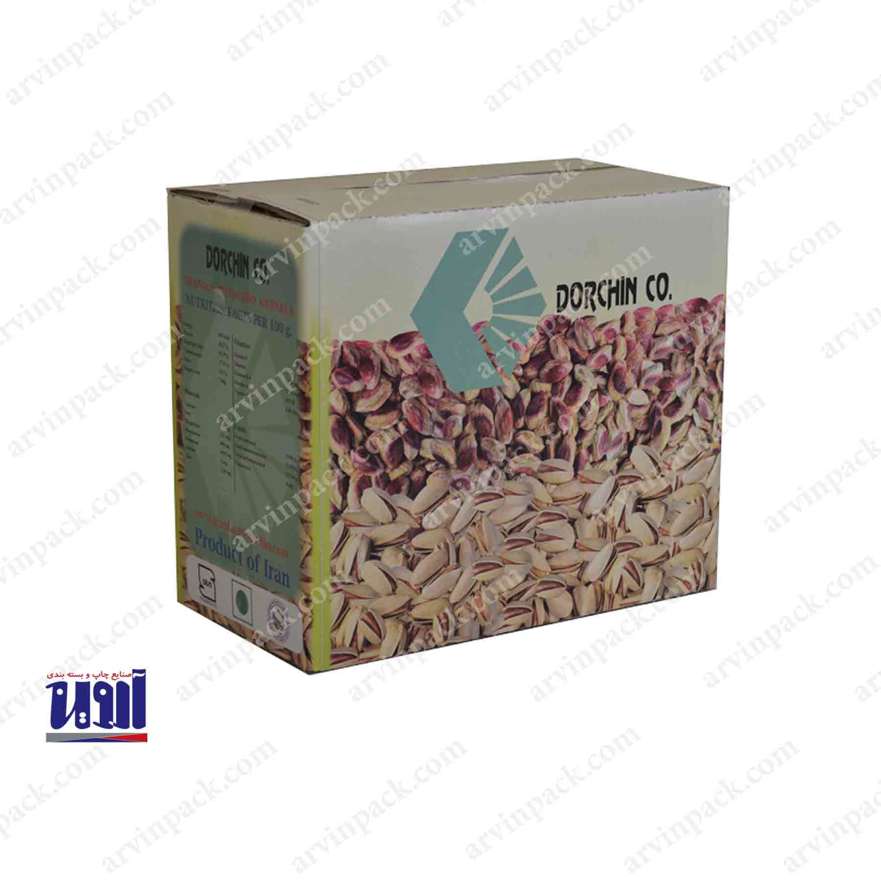 بسته بندی خشکبار تولید کارتن لمینیتی پسته درچین